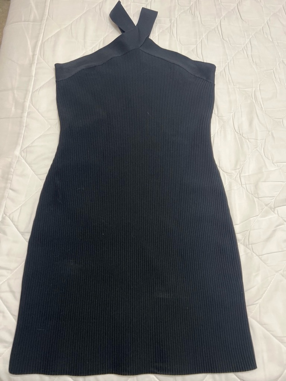 Sincerly Jules Black Halter Ribbed Bodycon Dress